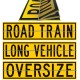 ROAD TRAIN / LONG VEHICLE / OVERSIZE Hinged One Piece 1020 x 250mm Class 2 Reflective Sign - Aluminium Plate
